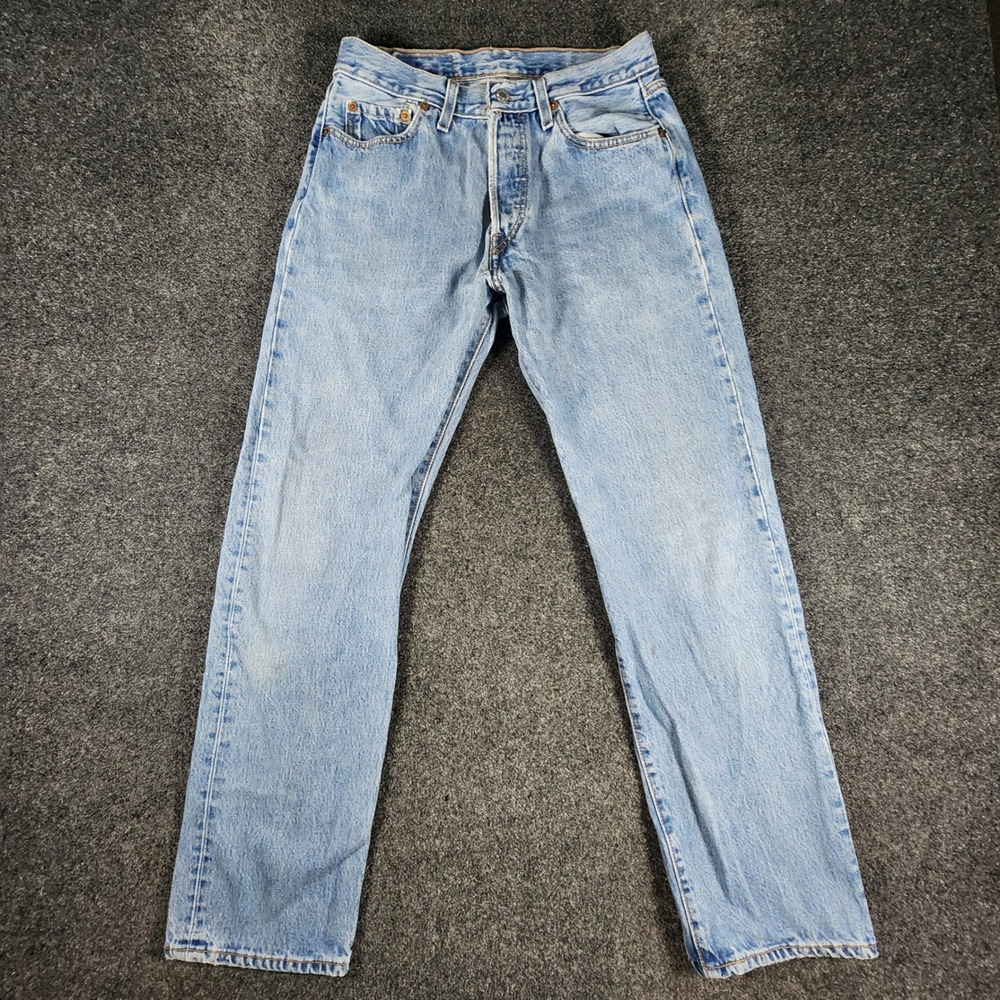 Levi's 501 Jeans Mens 30x32 Fit 28x29 Light Wash Straight Leg Button Fly Denim